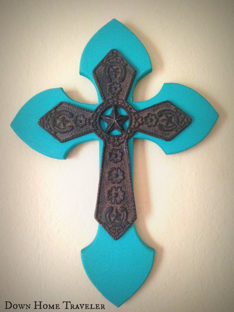 Craft, tourquoise cross, wooden cross, southern cross, texas decor